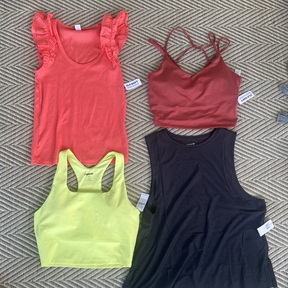 4 old navy bra longline cloud active tops ruffle tank small NWT power press - Picture 1 of 14